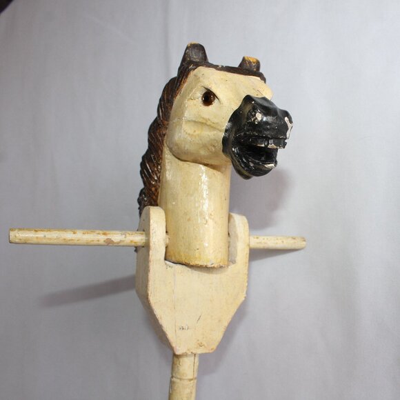Antique Victorian Horse Stick Toy on Wheels 20.5 in Tall - Picture 3 of 14